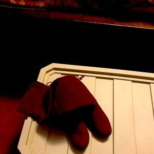 Girls burgundy knee high boot